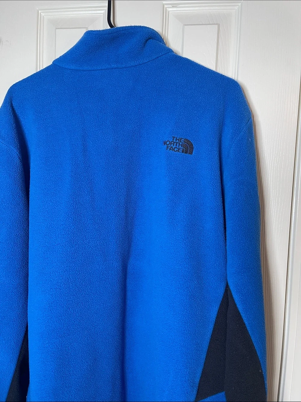 The North Face Men's Royal Blue Fleece Jacket with Black Elbow Panels